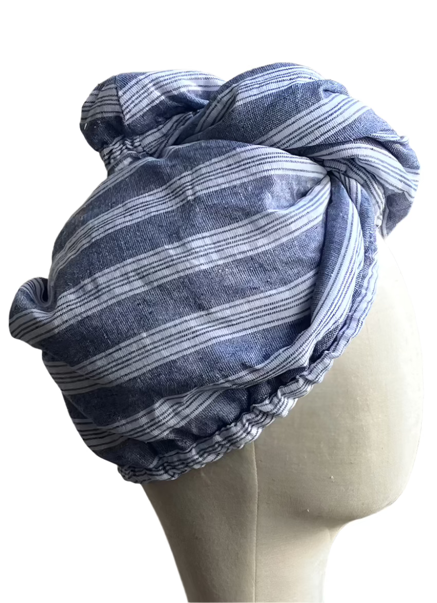 Hammam & Waffle Towel Hair Turban - Dark Blue