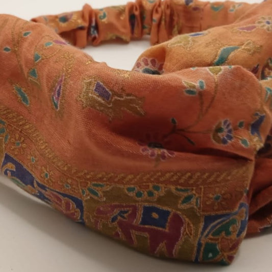 Orange Turban Headband With Beautiful Animal Motifs