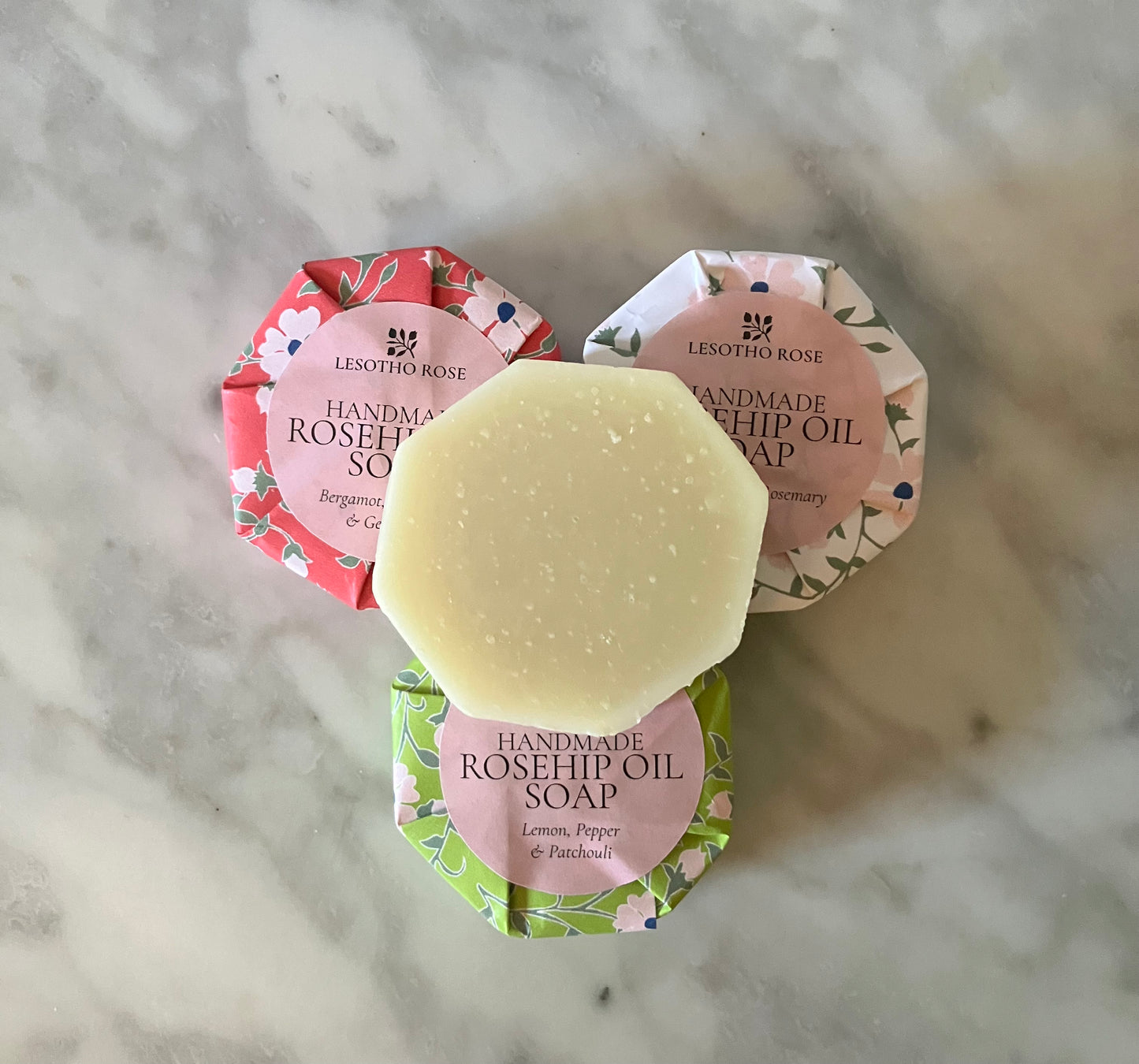 Tro of handmade guest soaps