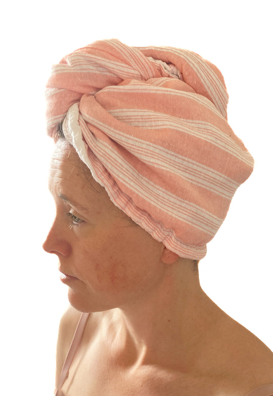 Hammam & Waffle Towel Hair Turban - Coral
