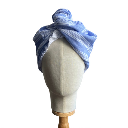 Hammam & Waffle Towel Hair Turban - Blue