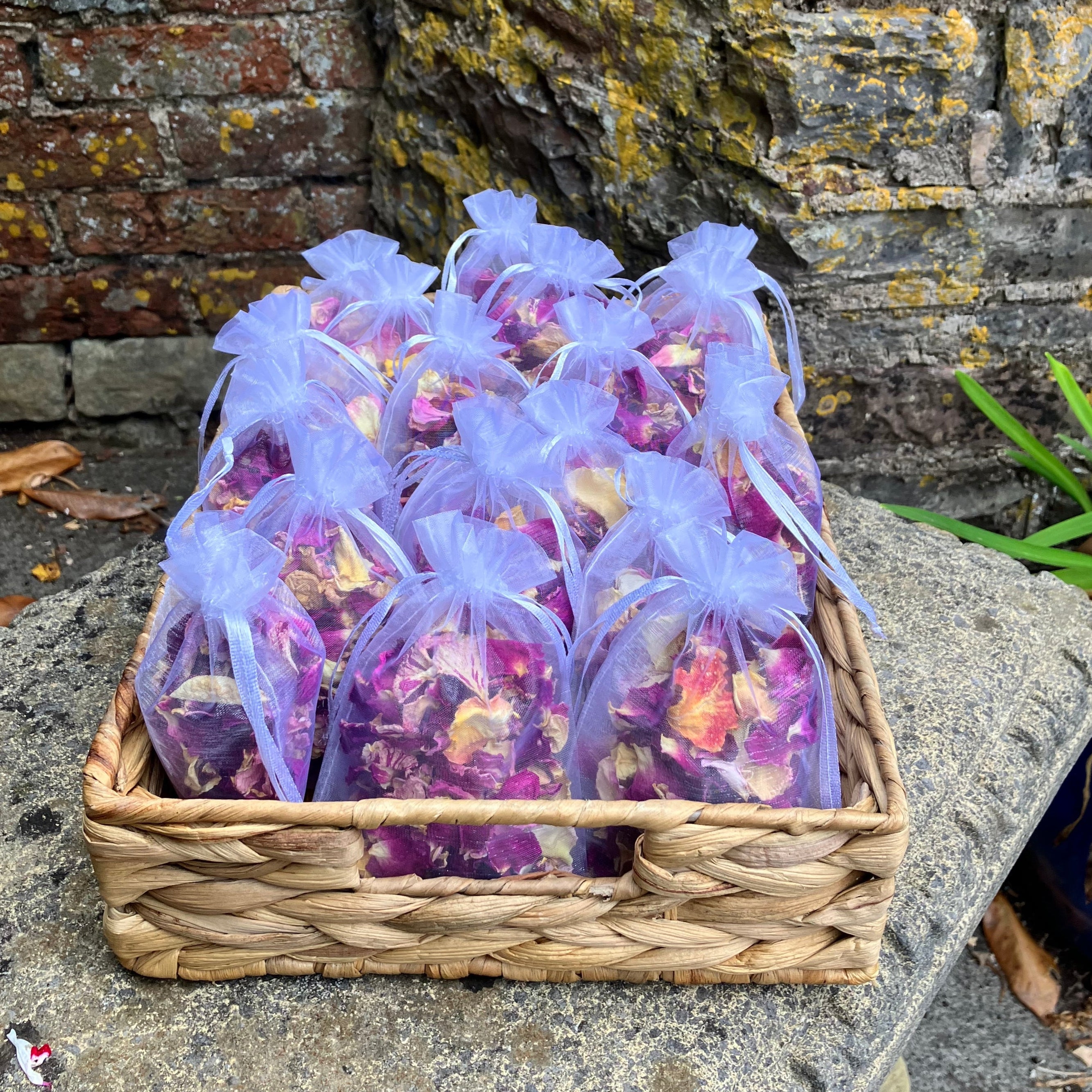 Basket of confetti bags 
